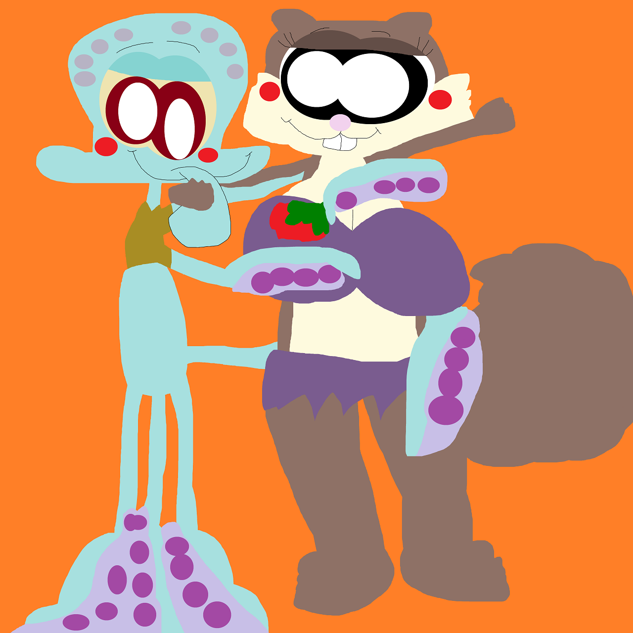 A Frisky Squidward With A Rose For Sandy by Falconlobo