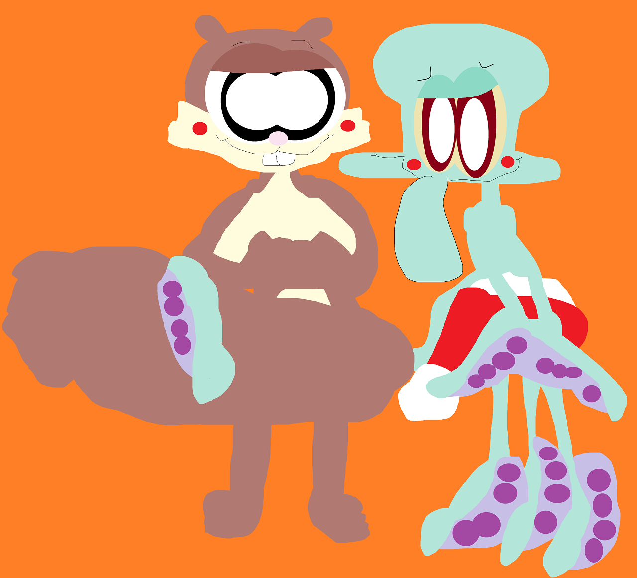 Squidward And Sandy's Christmas Cover Up by Falconlobo