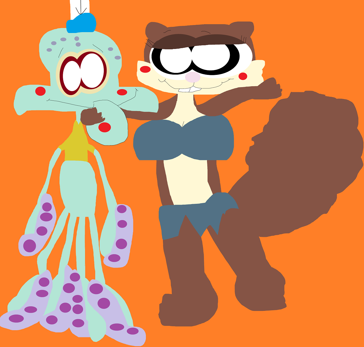 Sandy Is About To Kiss Squidward Yet Again by Falconlobo