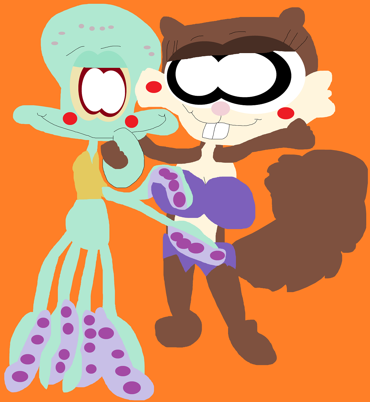 Random Squidward And Sandy About To Kiss by Falconlobo