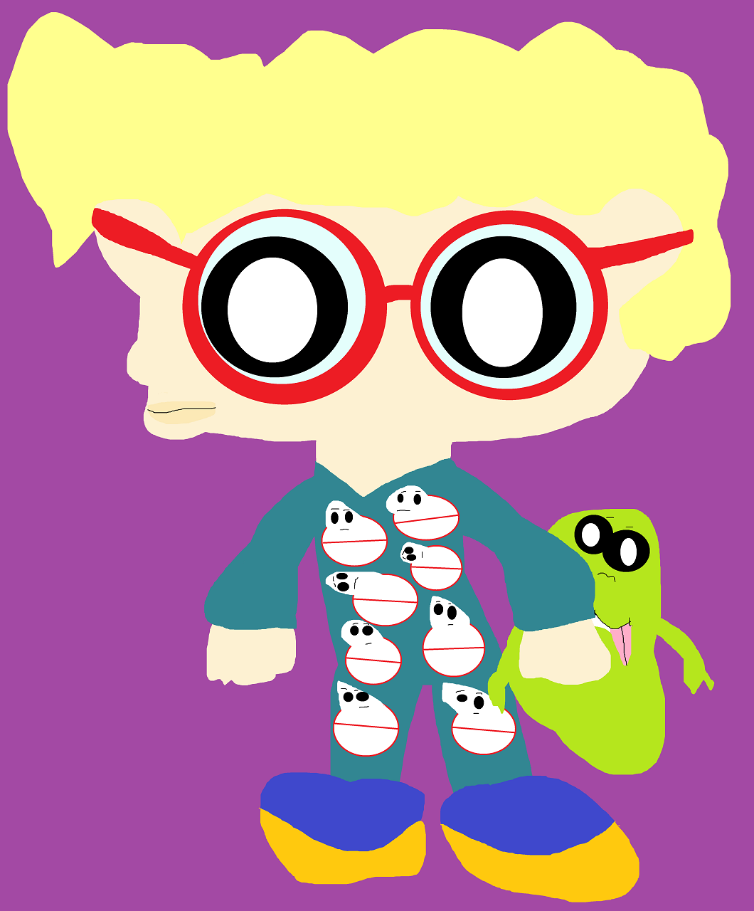 Chibi Egon In Pjs With Slimer Plushie by Falconlobo