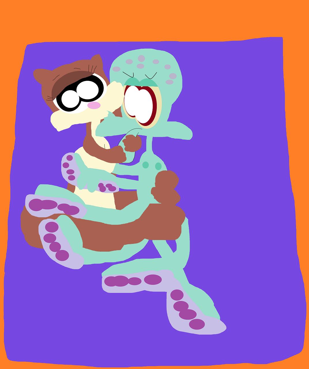 Squidward And Sandy Intertwined In Bed Yet Again by Falconlobo