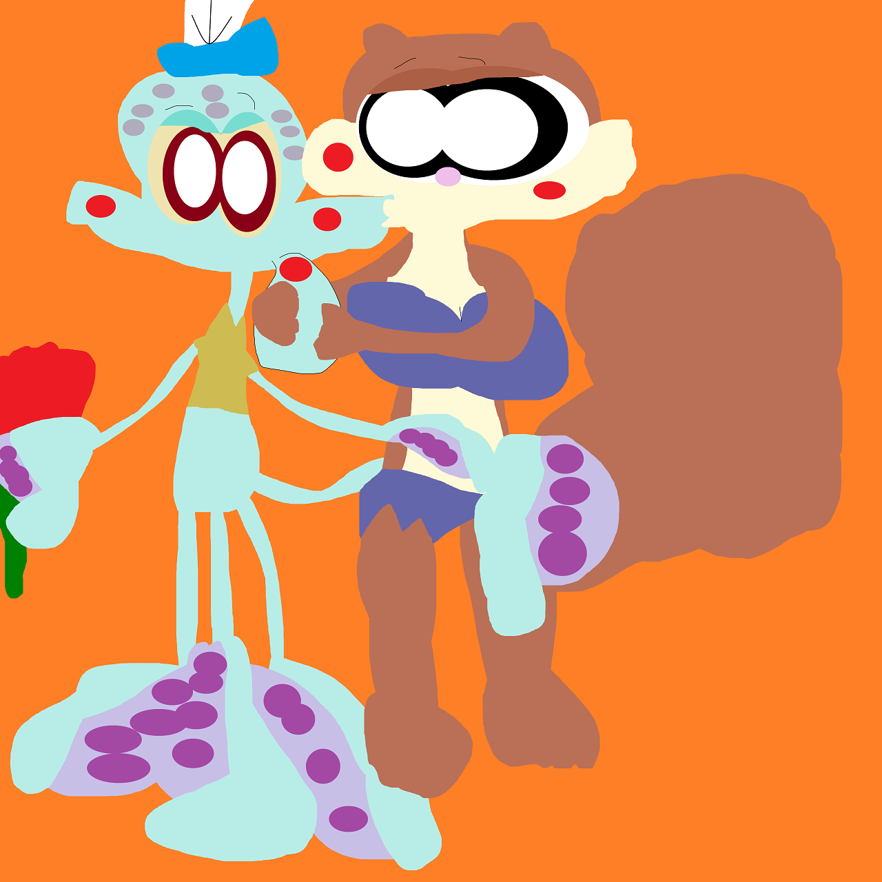 Squidward With A Big Rose For Sandy Alt by Falconlobo