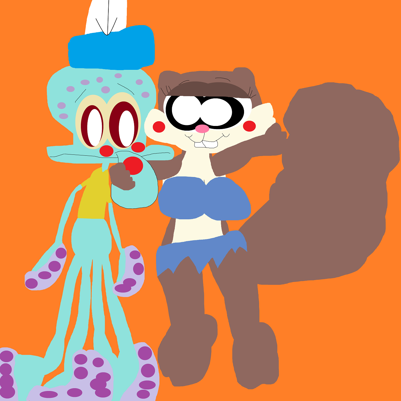 Sandy About To Kiss Nervous Squidward by Falconlobo