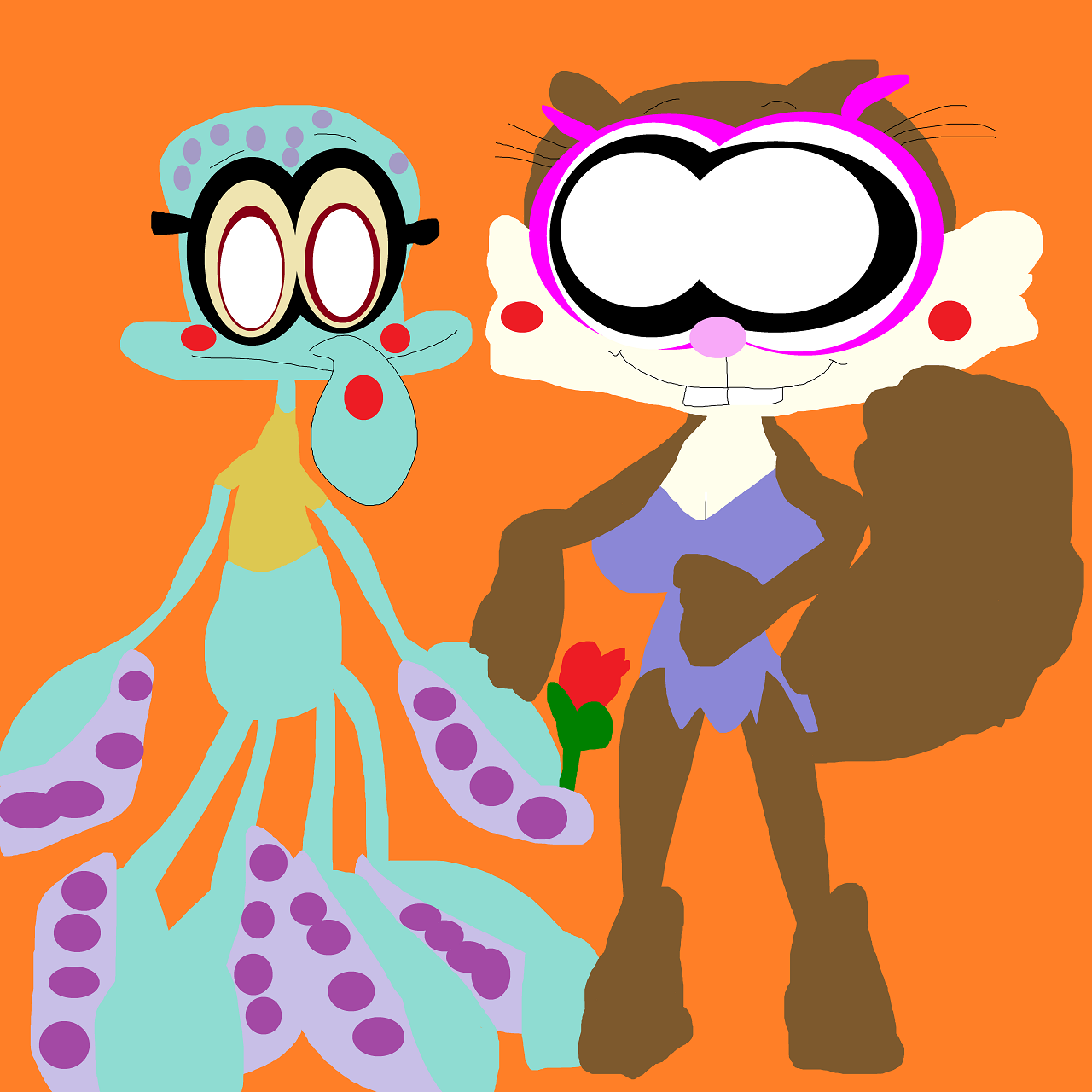 Squidward And Sandy On A Date Mix Of Show Styles by Falconlobo