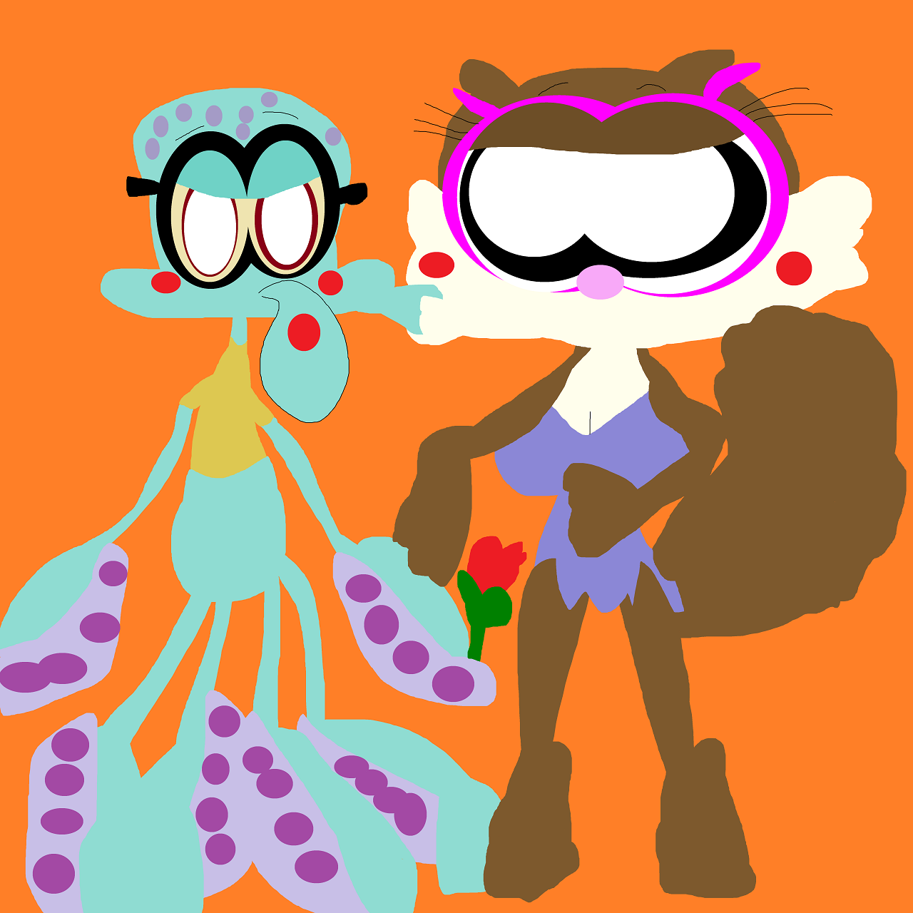 Squidward And Sandy On A Date Mix Of Show Styles Alt by Falconlobo
