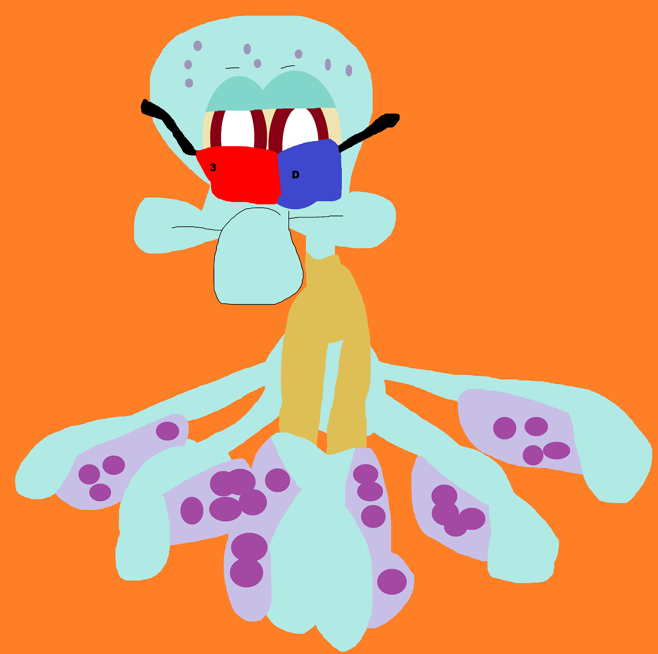 Squidward Sitting Plushie In 3d Glasses by Falconlobo