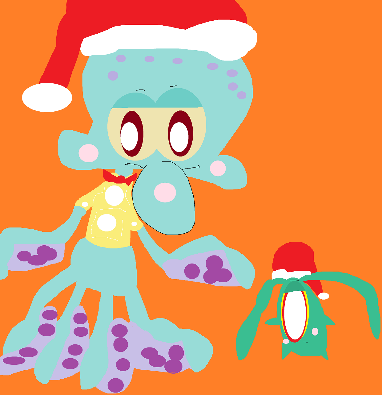 Cute Holiday Plushies Of Squidward And Plankton by Falconlobo