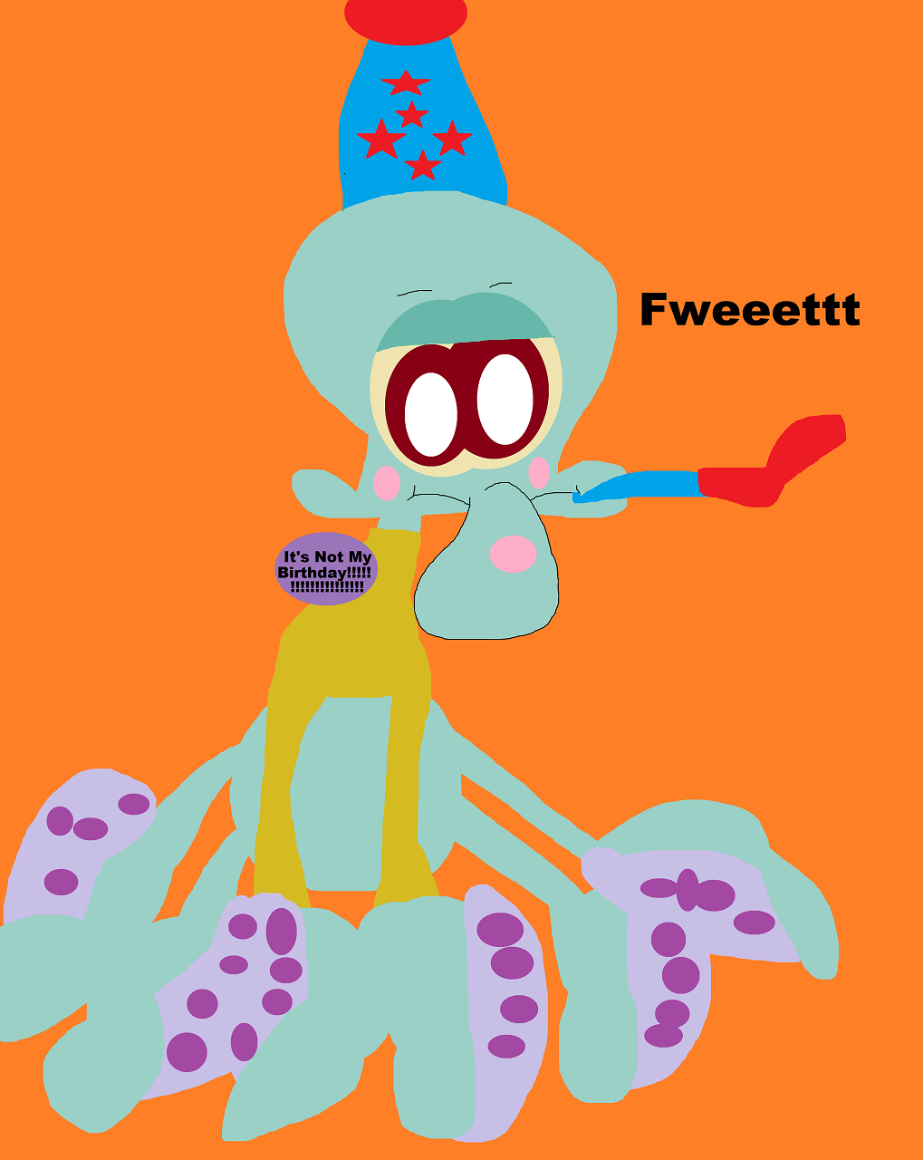 Squidward It's Not My Birthday Sitting Plush by Falconlobo