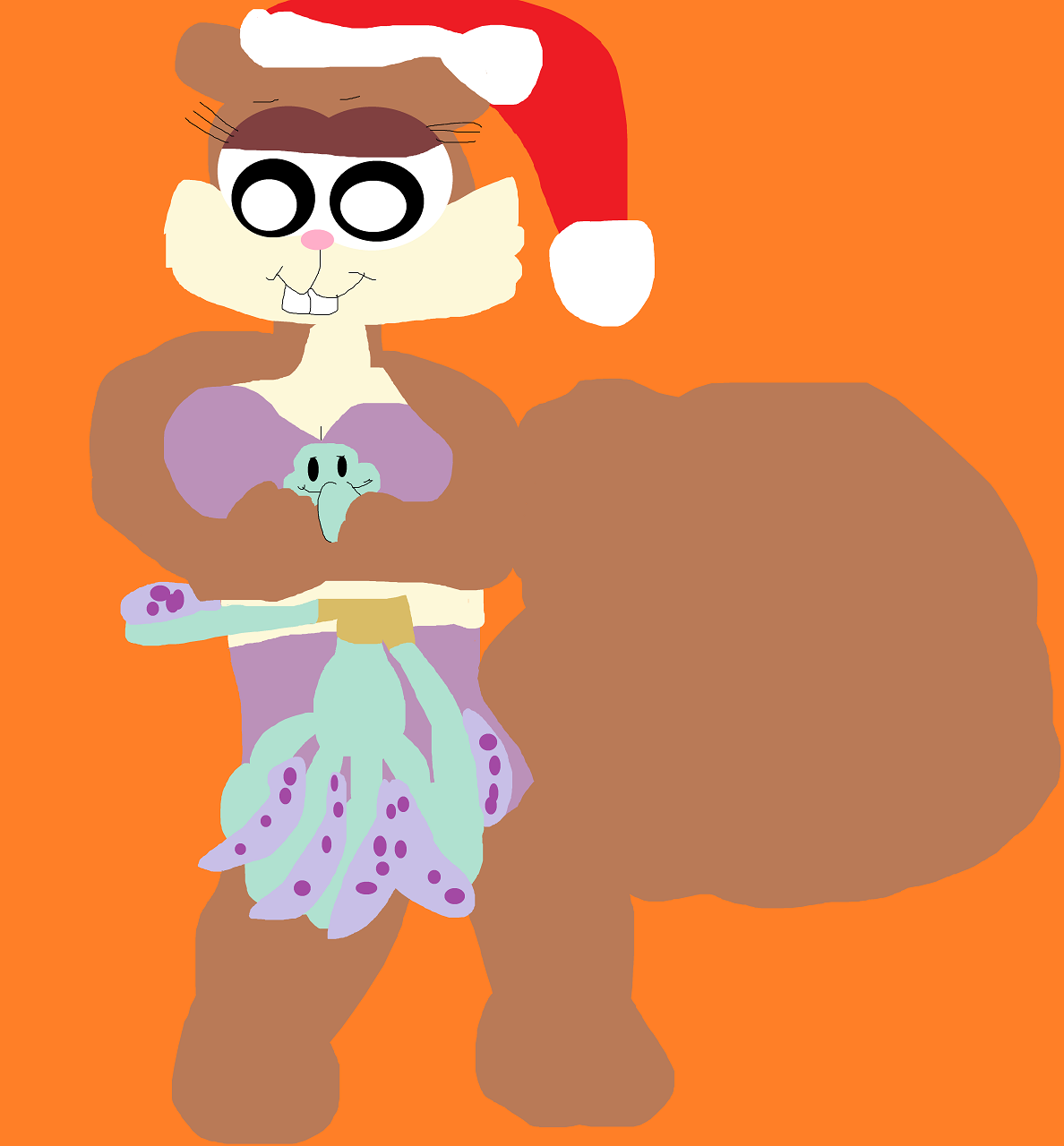 Sandy Got A Squidward Plushie For Christmas by Falconlobo