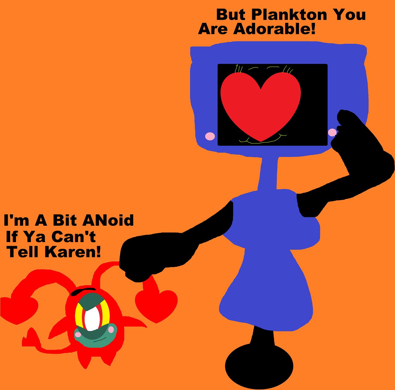 Plankton is A Bit ANoid By His V Day Outfit Karen Made Him by Falconlobo
