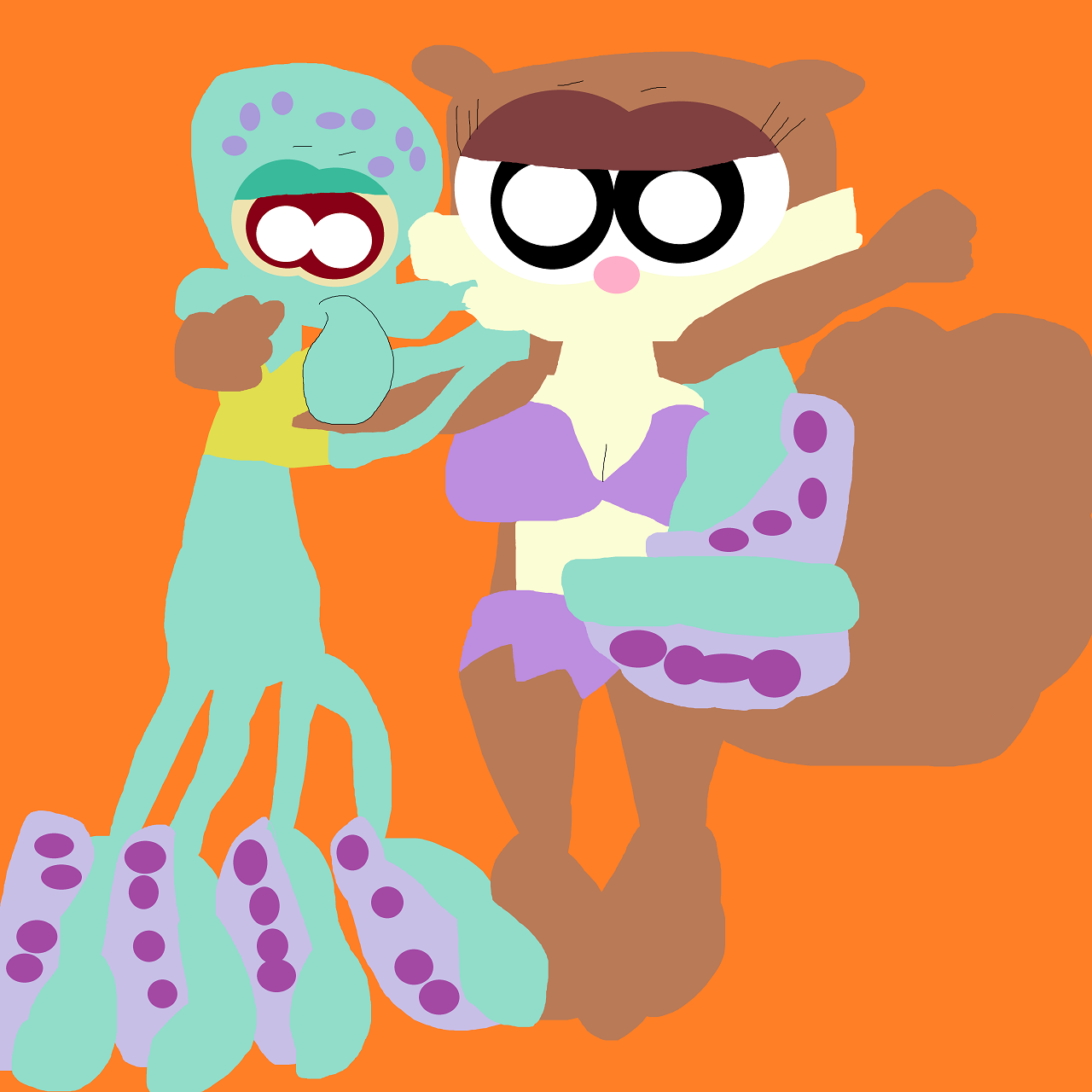 Random Smoocch Time For Squidward And Sandy by Falconlobo