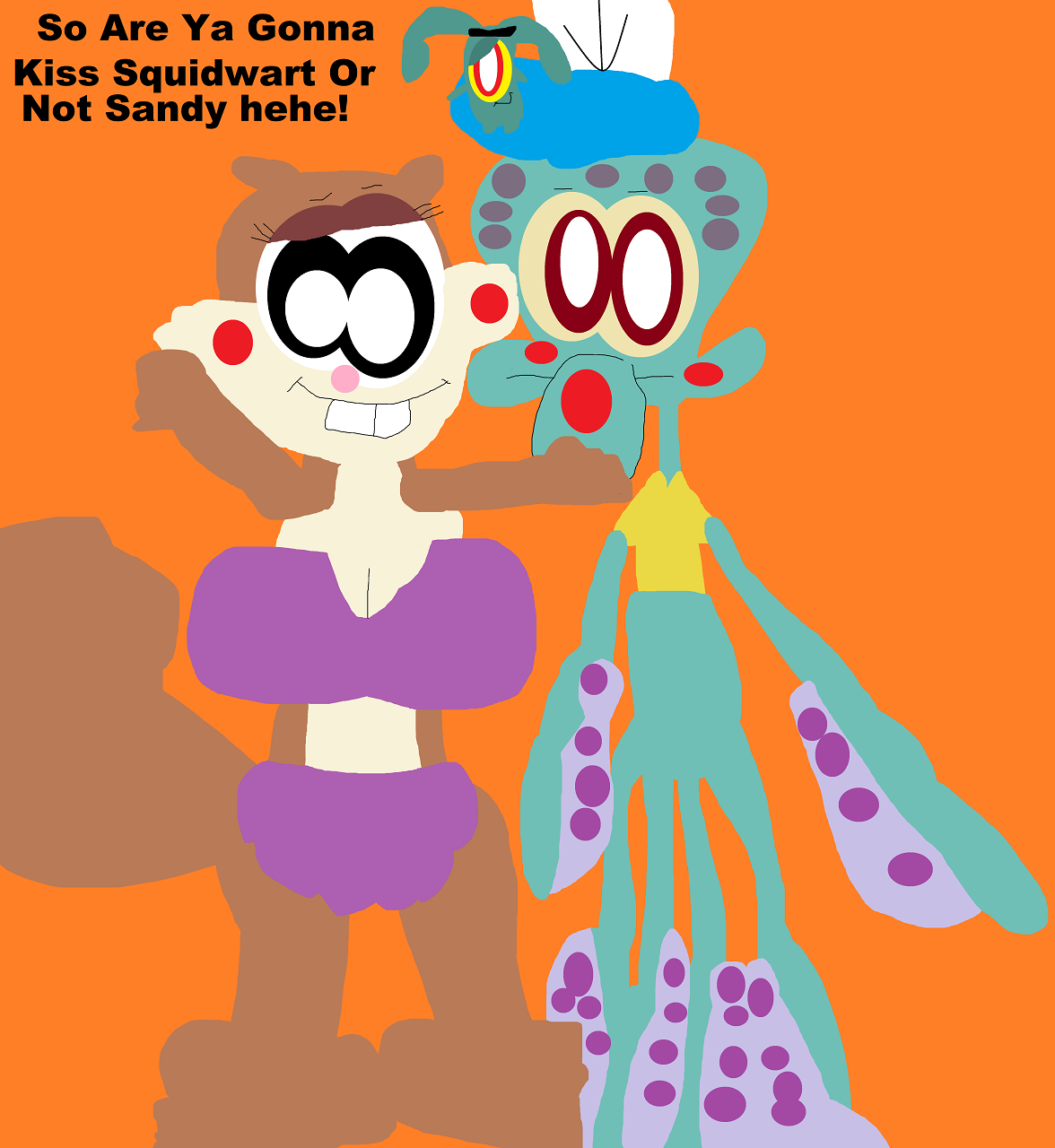 Ya Gonna Kiss Squidwart Sandy by Falconlobo
