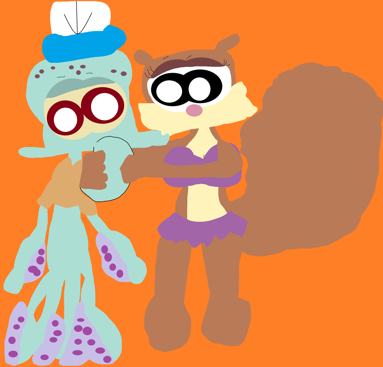 New Random Squidward And Sandy Kissing^^ by Falconlobo