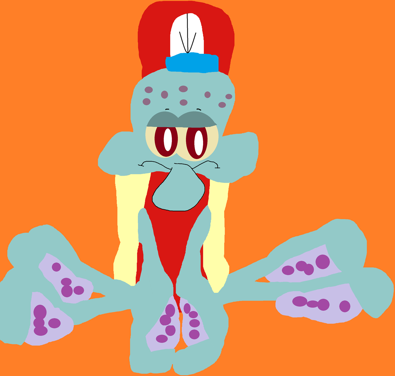 Hot Dog Day Outfit Squidward Sitting Plush Again^^ by Falconlobo