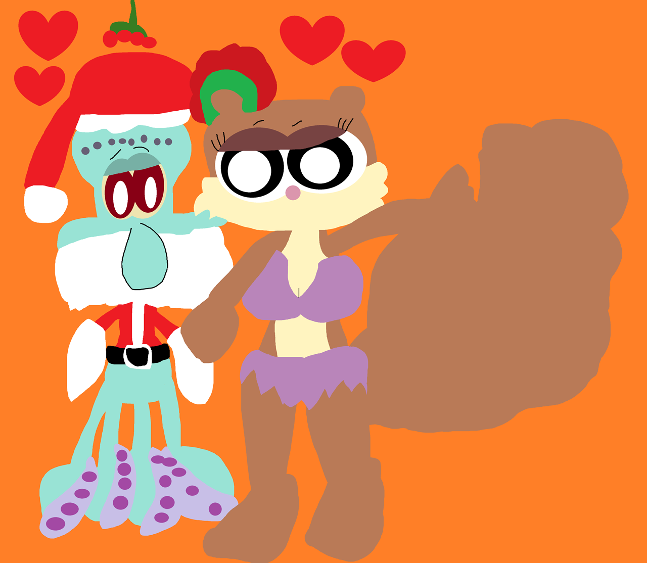 Early Sandy Kissing Santapod Under Mistletoe^^ by Falconlobo