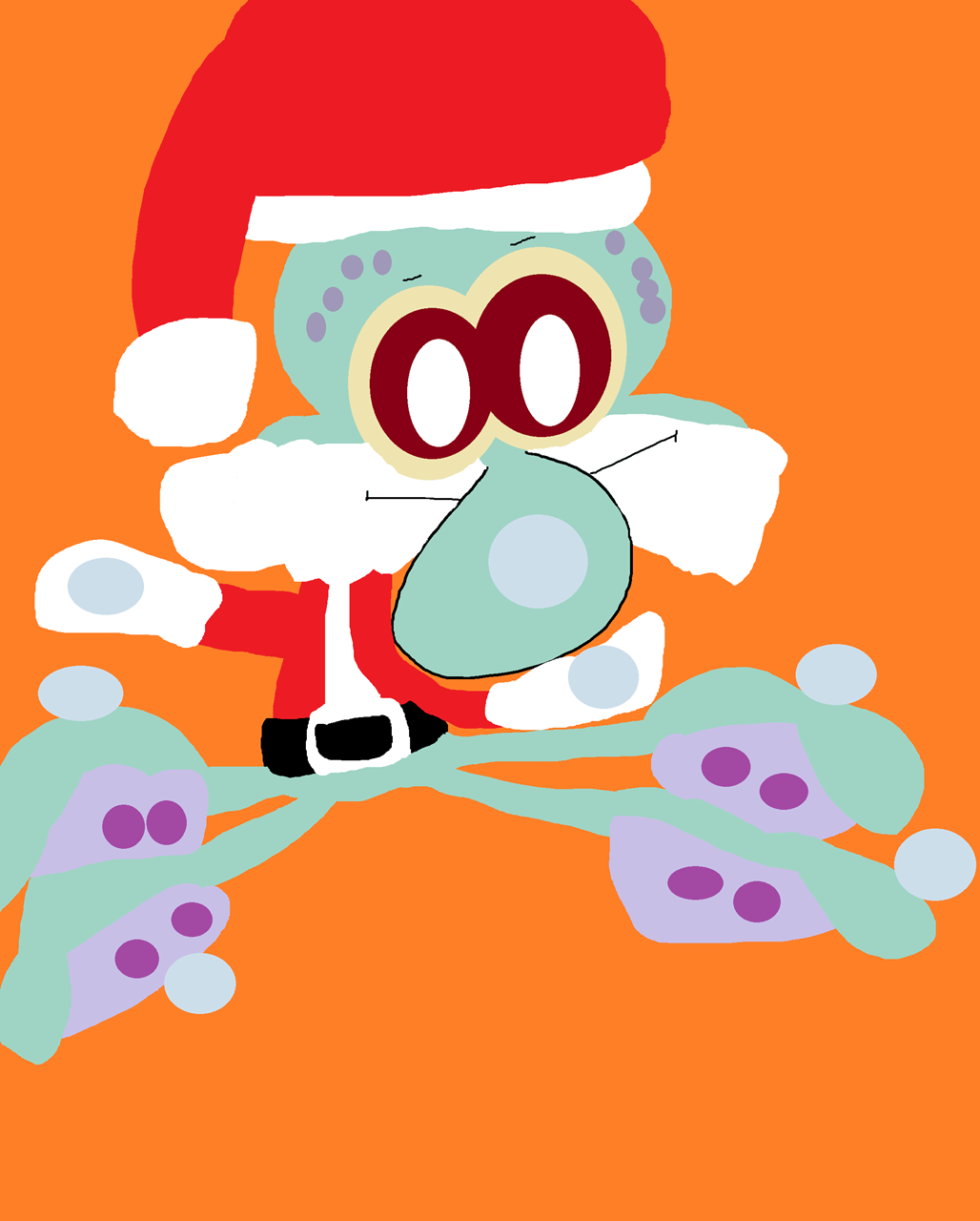 Holiday Squidward Window Cling Plush^^ by Falconlobo