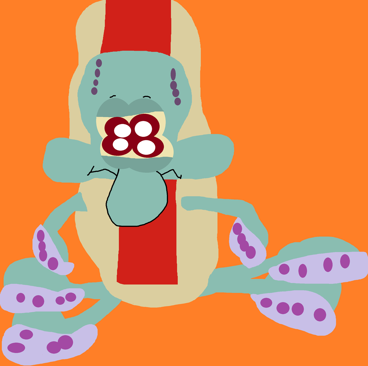 Cactus Flea Market Uniqlo Squidward Hot Dog Outfit Sitting Plush^^ by Falconlobo
