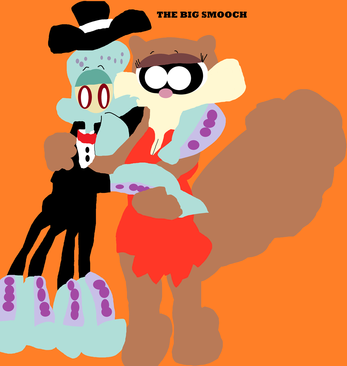 Squidward And Sandy In The Big Smooch^^ by Falconlobo