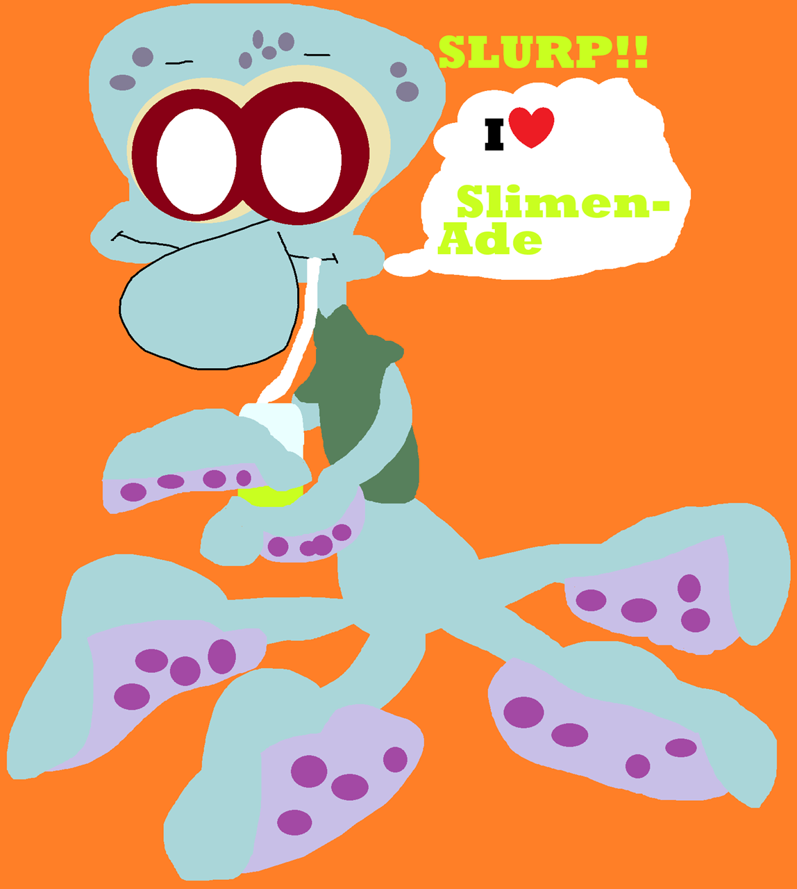 Squidward Drinking Slimenade^^ by Falconlobo