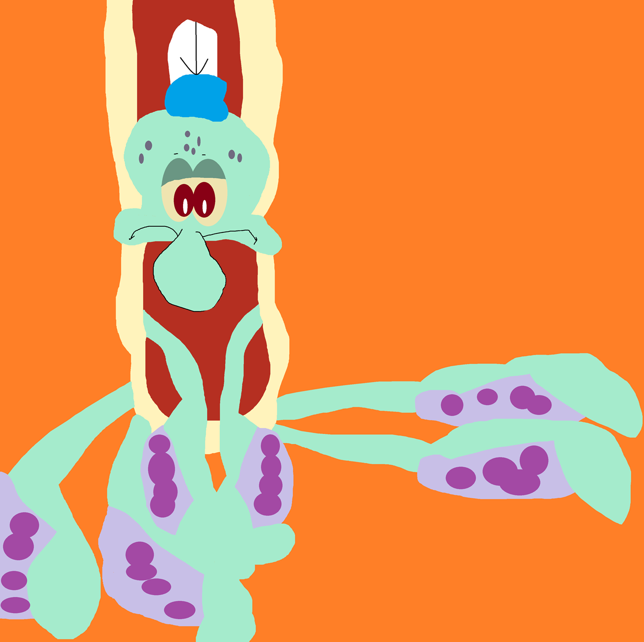 Giant HotDog Outfit Squidward Sitting Plush^^ by Falconlobo