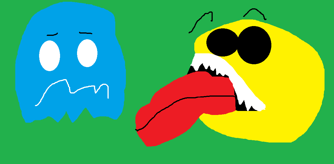 Pacman Vs Blue Ghost by Falconlobo