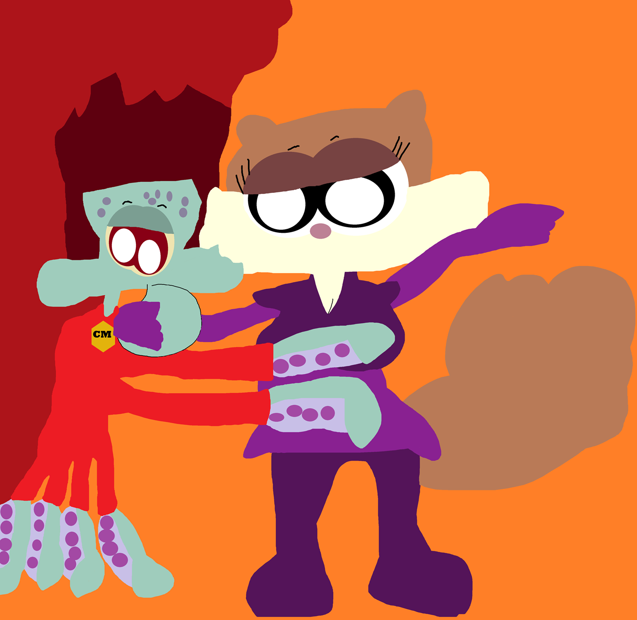 Captain Magma Squidward Smooching Missappear Sandy^^ by Falconlobo