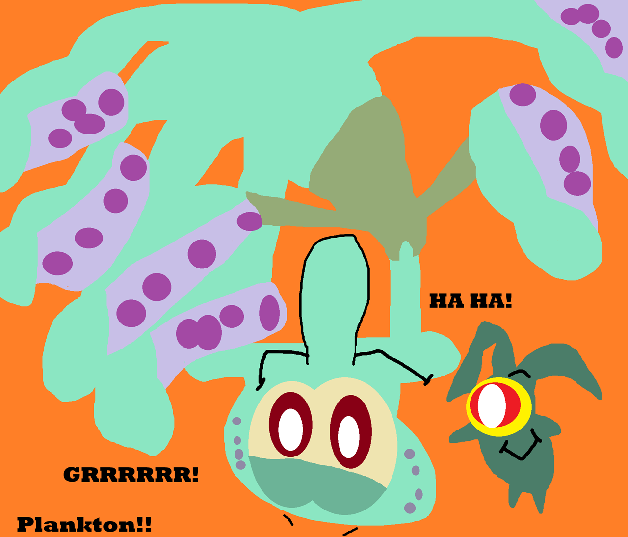 Plankton Tripped Squidward^p^ by Falconlobo
