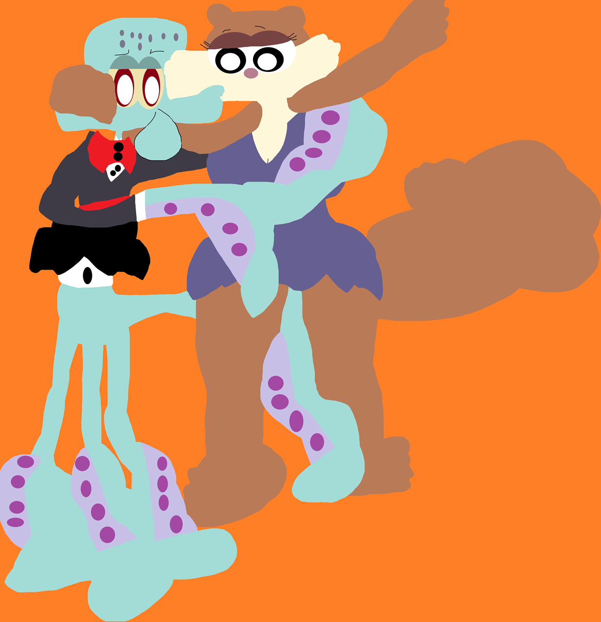 Squidward And Sandy Dancing And Smooching Yet Again^^ by Falconlobo