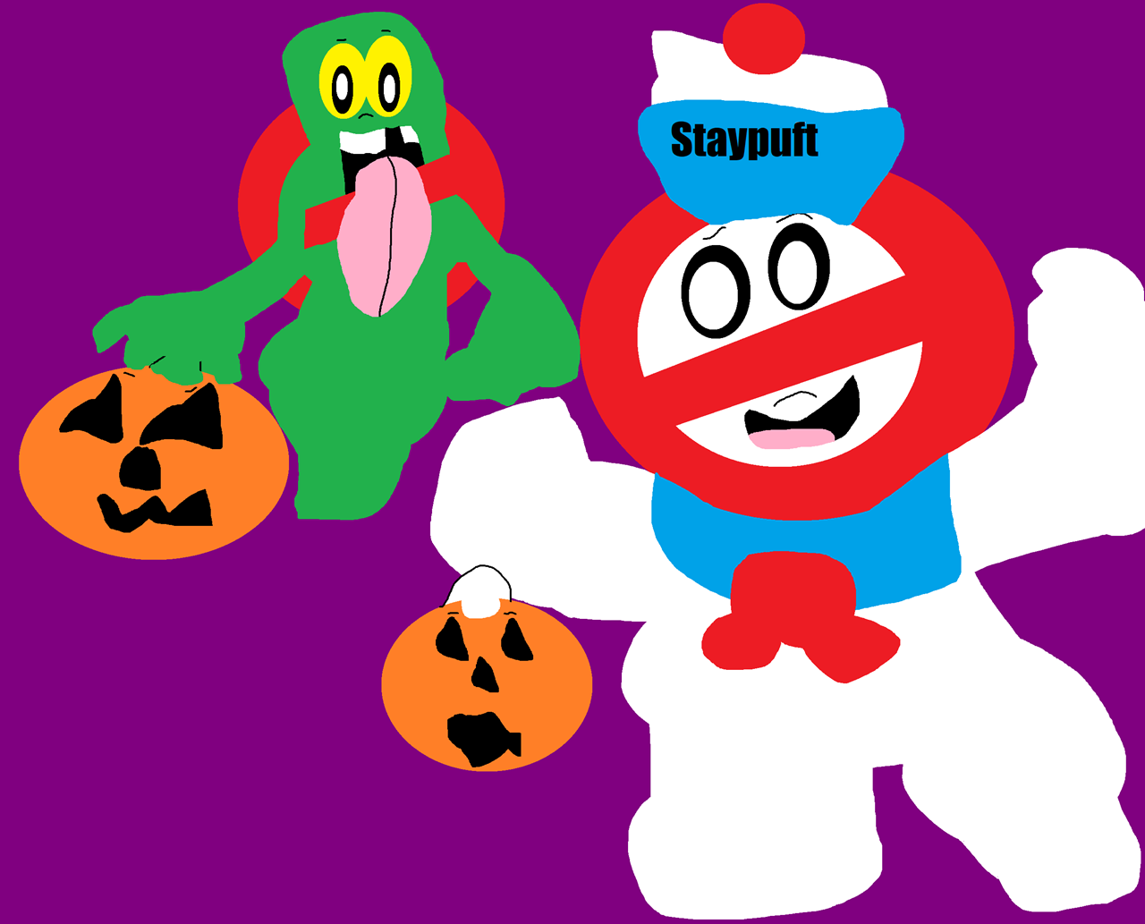Slimer And Staypuft Trick Or Treat Outfits^^ by Falconlobo