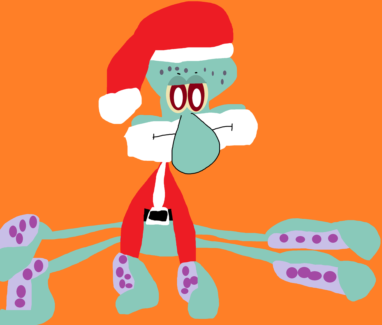 Giant SantaPod Squidward Sitting Plush Again^^ by Falconlobo
