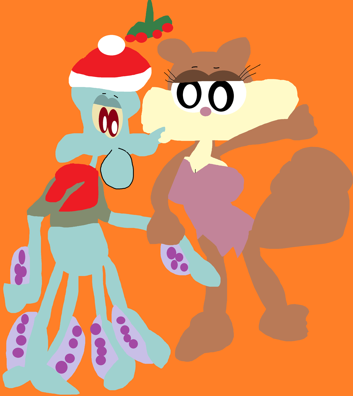 Squidward Sandy Holiday Pic^p^ by Falconlobo