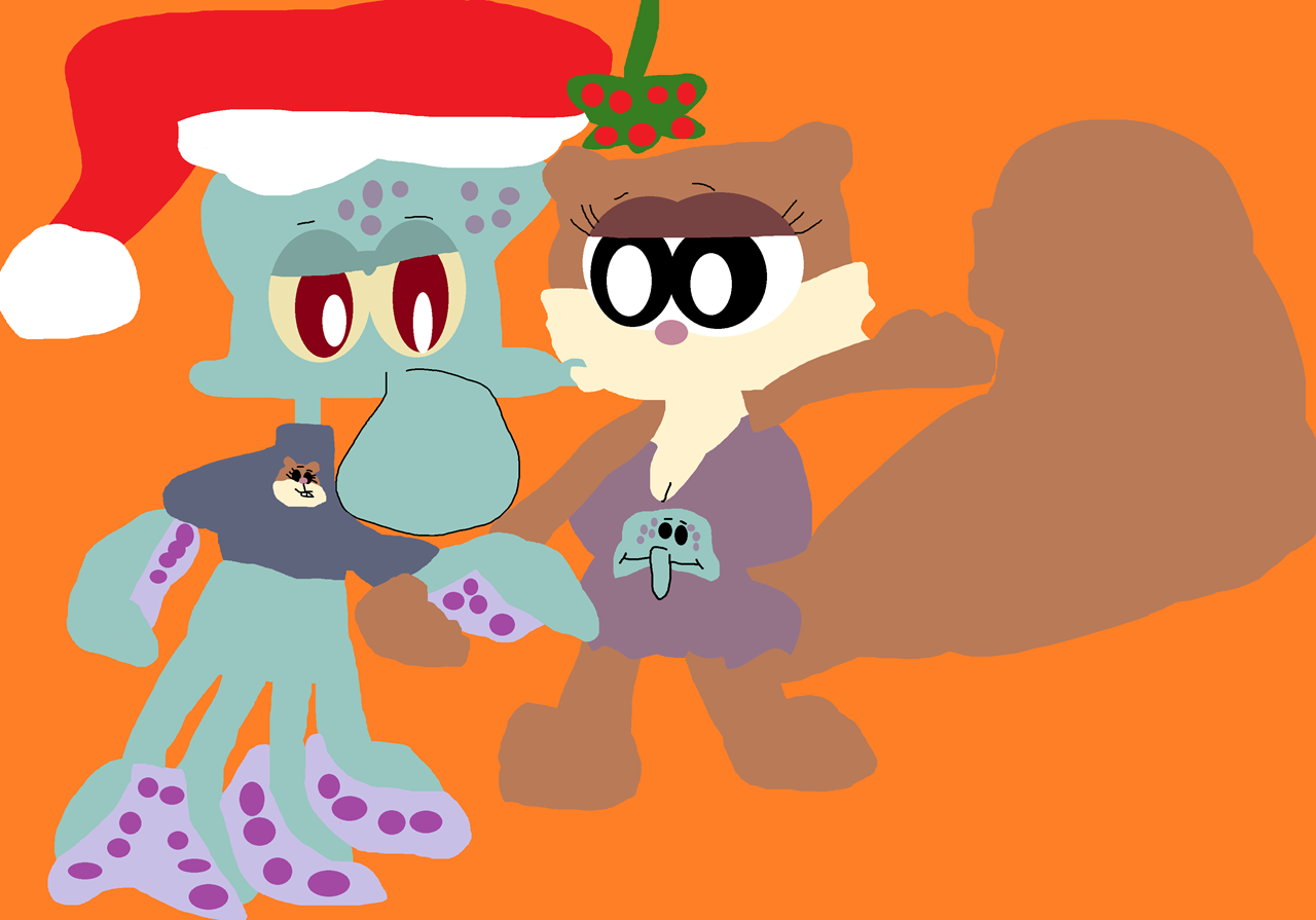 Sweater Weather Squidward Sandy Kissing^^ by Falconlobo