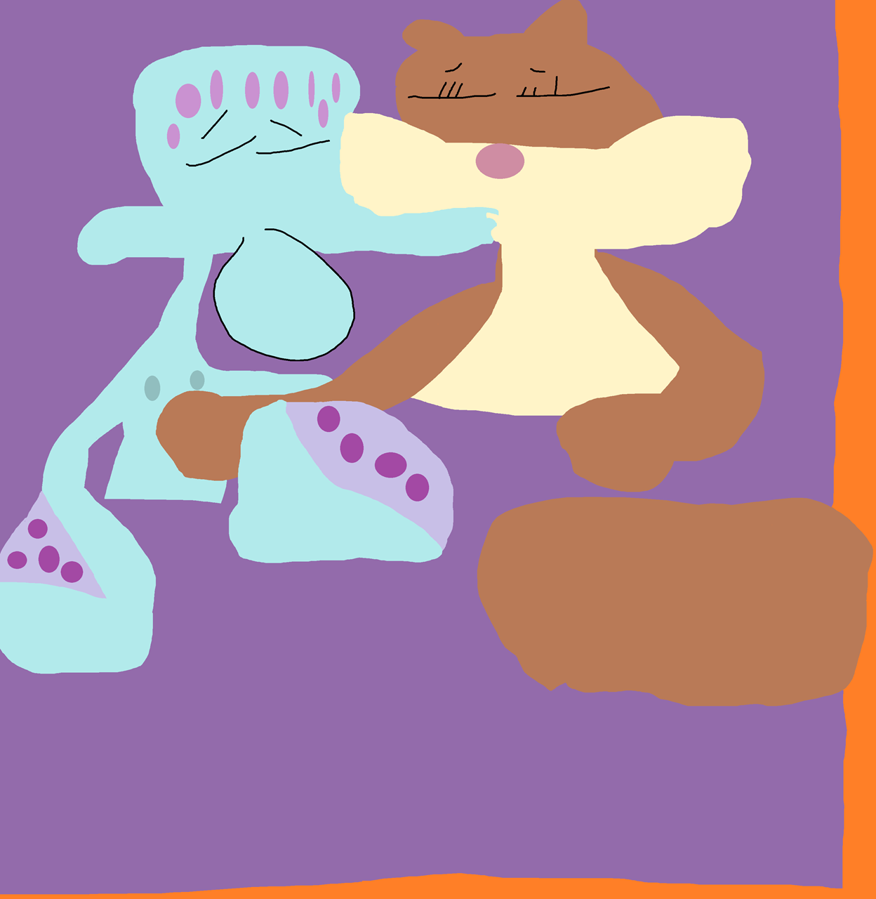 Squidward And Sandy kissing In Bed Old School Eyes Newer Faces^0^ by Falconlobo