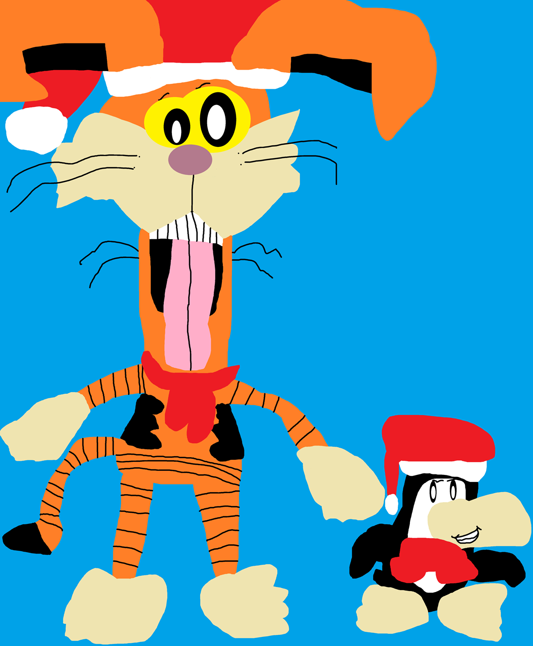 Bill The Cat And Opus The Penguin Santa Hats Again^^ by Falconlobo