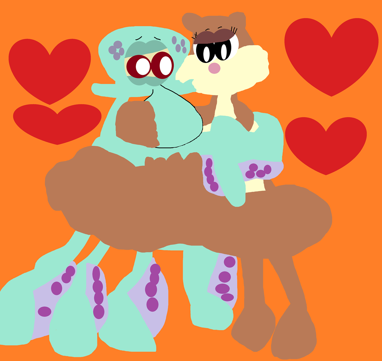 Squidward Sandy Early V Day FUN^^ by Falconlobo
