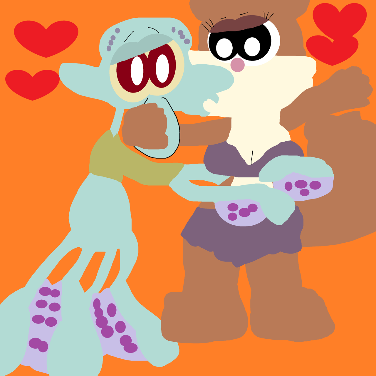 Squidward And Sandy Smooching After New Years Again^^ by Falconlobo