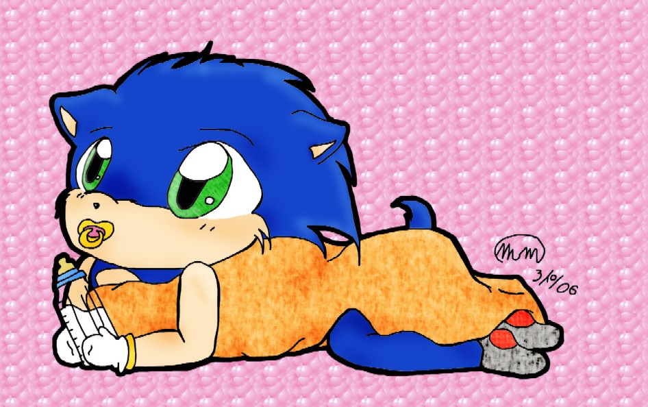 Baby Sonic! X3 (For triceratops) by FallenAngel0792