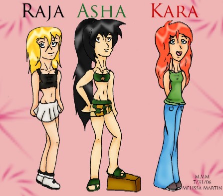 Raja, Asha and Kara (for Mat_monster by FallenAngel0792