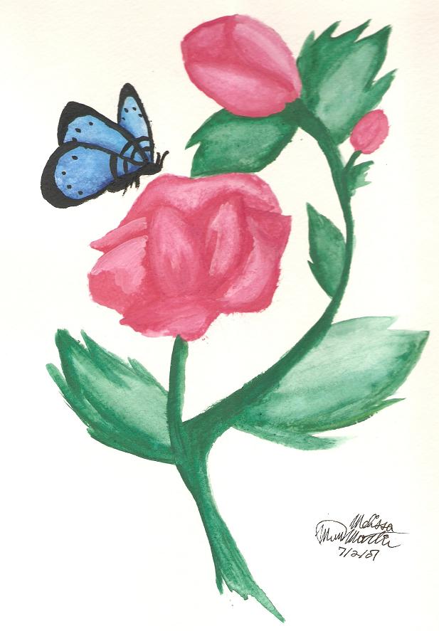 Flowers with Butterfly by FallenAngel0792