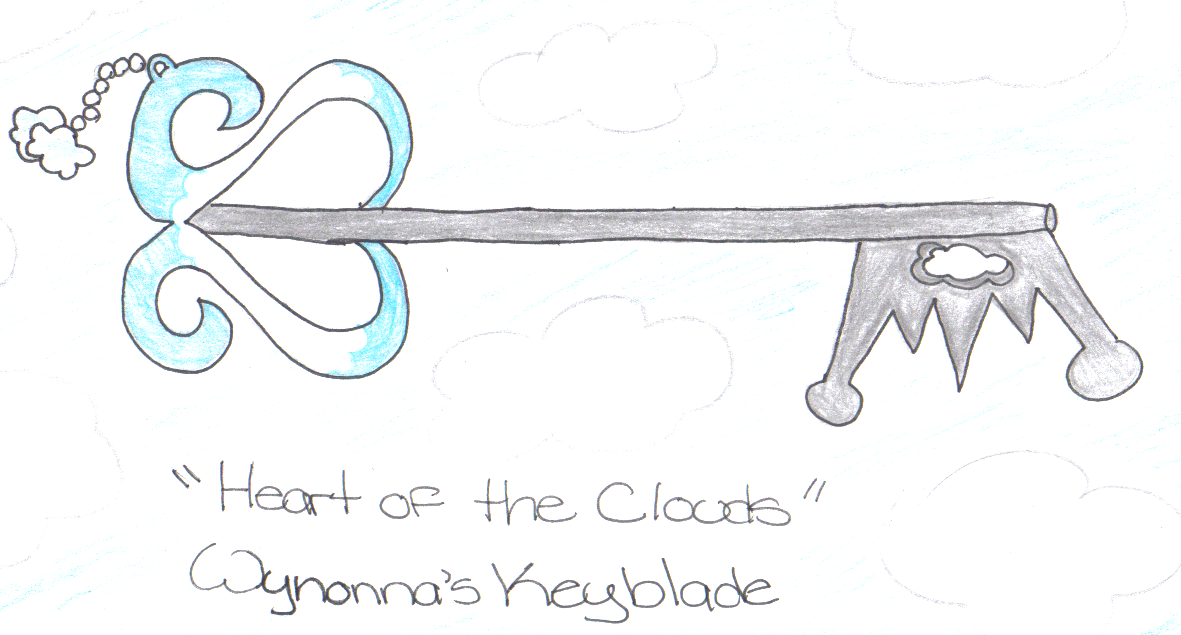 Heart of the Clouds- Wynonna's Keyblade (coloured) by FallingRaindrops