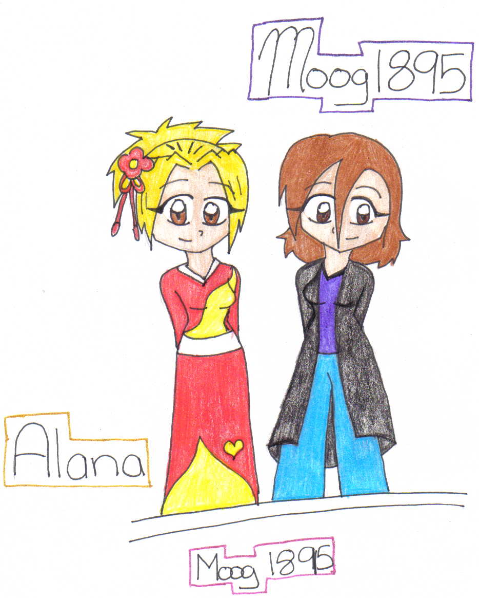 Alana and Moog1895- Art trade w/Moog1895 by FallingRaindrops