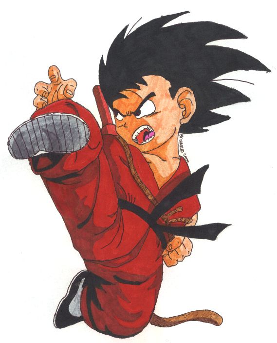 Chibi Goku kickin' the air by FatalFanatic