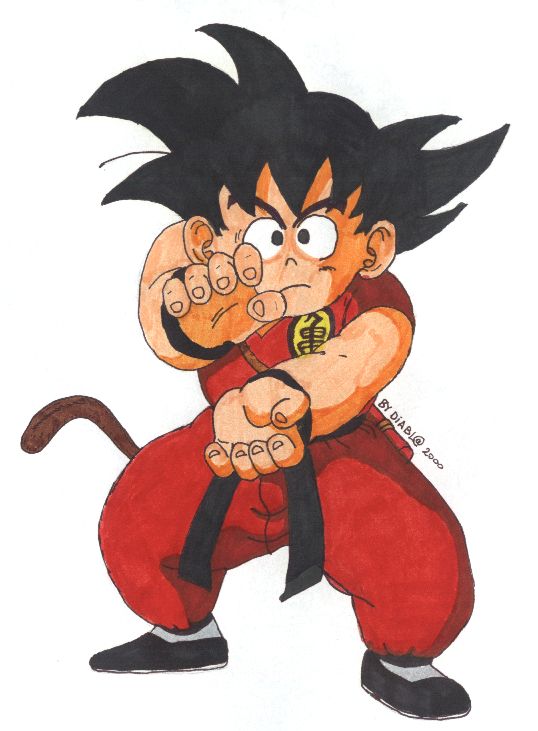 Chibi Goku in Kamehameha pose by FatalFanatic