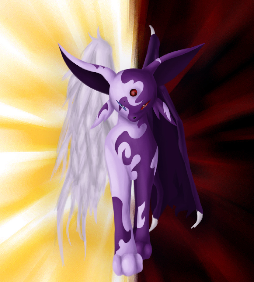 Demonic/Angelic Espeon - One year later by FireAnne