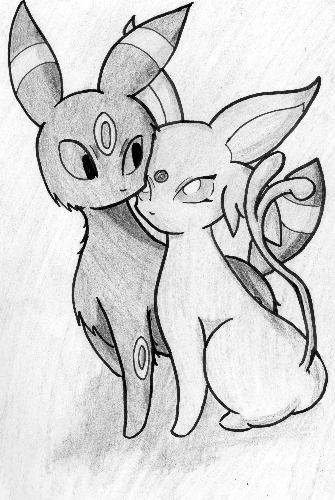 espeon and umbreon by FizzyG