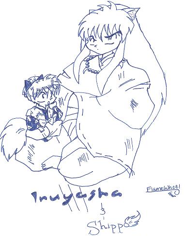 Inuyasha and Shippo by FlameWheel