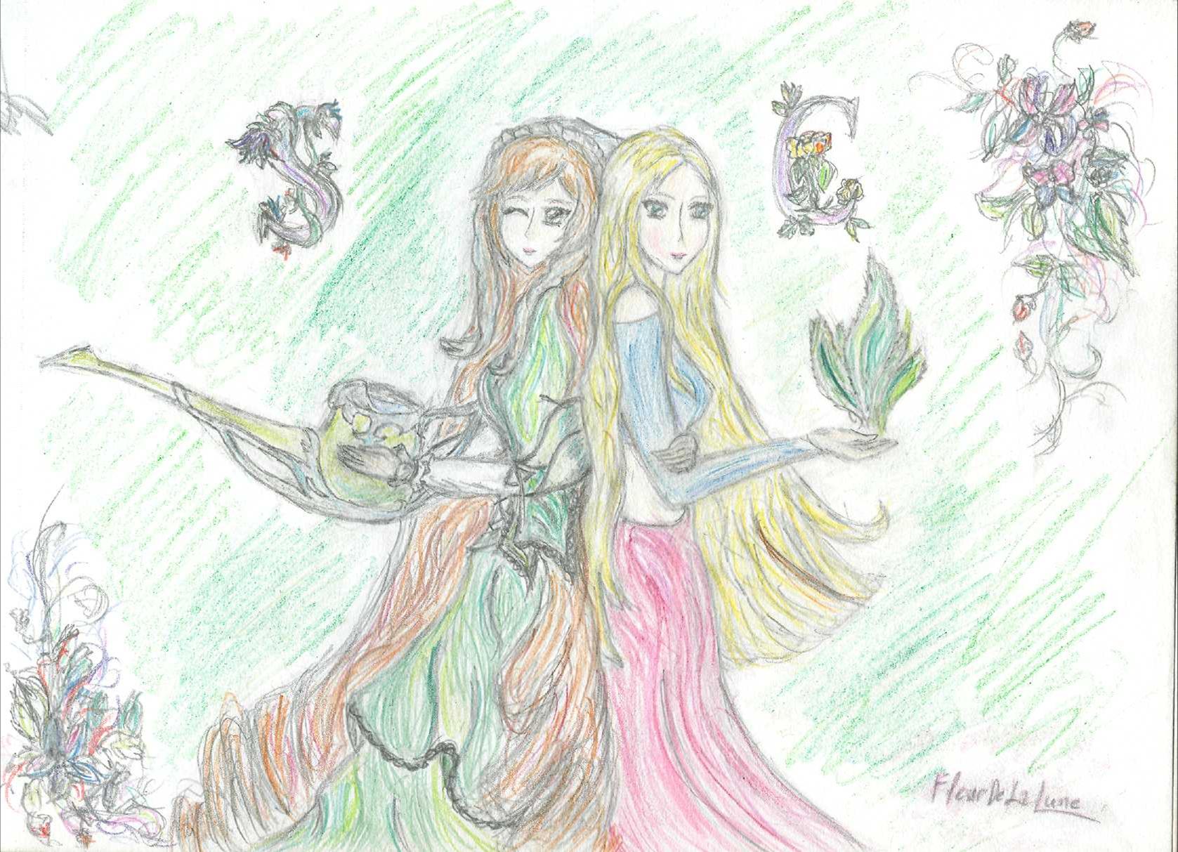 Mother Nature's girls: coloured by FleurDeLaLune