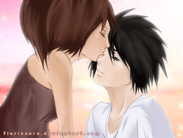 Innocent kiss - L and my OC by Flori-Hatake