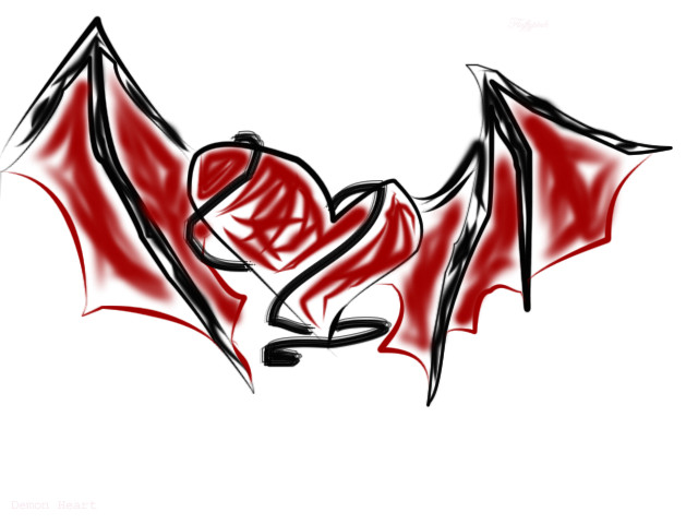 Heart w/ Demon wings by Fluffypinkcottoncandy